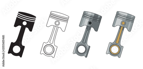 Bild auf Leinwand Piston engine components collection, mechanical parts set for automotive enginee
