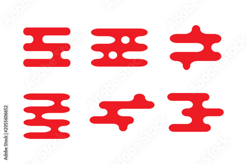 Traditional Japanese Cloud Vector Set, Oriental Kasumi Pattern Elements, Asian Cloud Silhouette Shapes.