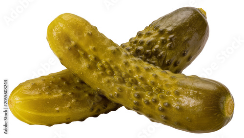 Fotografie Two bumpy gherkins crossed, isolated on transparent background