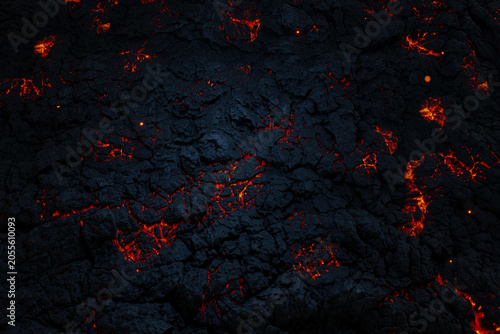 3D Rendering of a close-up shot of lava melting surface with magma