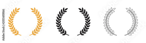 Foto Laurel wreath branches icon set, classic victory wreath icons for medals, presti
