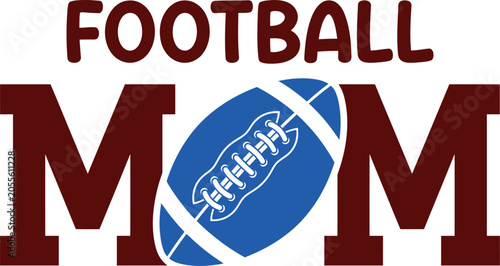 Cuadro en lienzo Football Mom graphic design with blue ball and maroon letter M