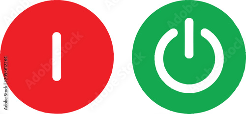 Bilde på lerret Red and green power button icons for switching electronic devices on and off