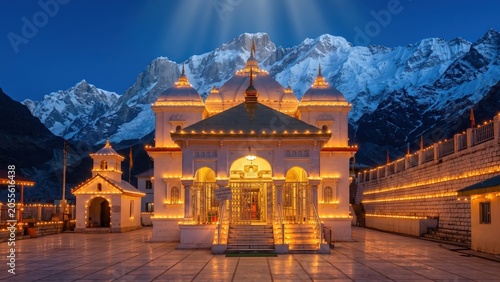Sacred Gangotri Dham Beneath a Himalayan Twilight Sky