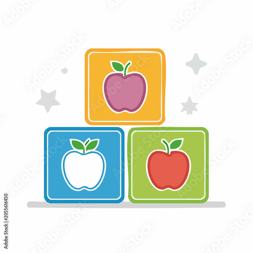 Colorful Apple Blocks Illustration