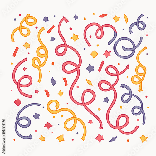 Colorful Confetti and Streamers Celebration Background