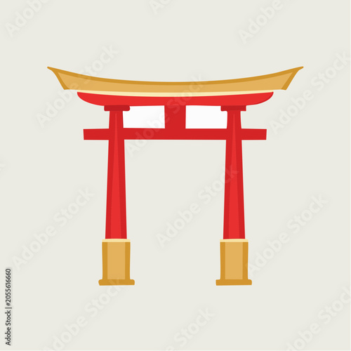 Red and Gold Torii Gate Illustration