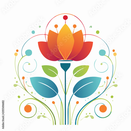 Stylized Lotus Flower Illustration