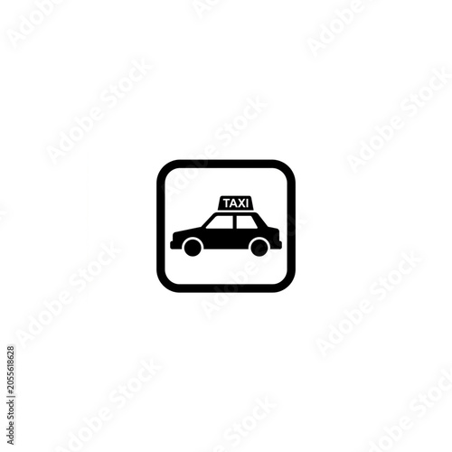 Minimalist black taxi vector illustration inside a rounded square icon