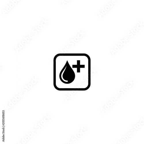 Minimalist black vector graphic icon featuring a simple water drop