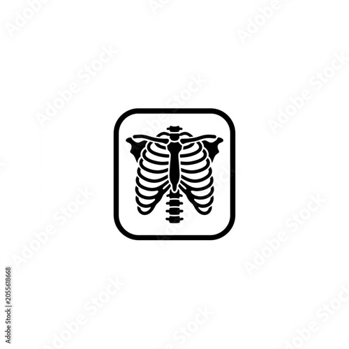 Minimalist black and white human rib cage vector graphic icon