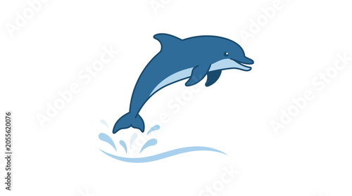 Foto Jumping blue dolphin illustration on white background.