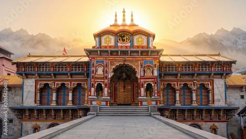Sacred Badrinath Temple Amid Himalayan Sunrise