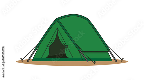 Tableau sur toile Green triangular camping tent on ground.