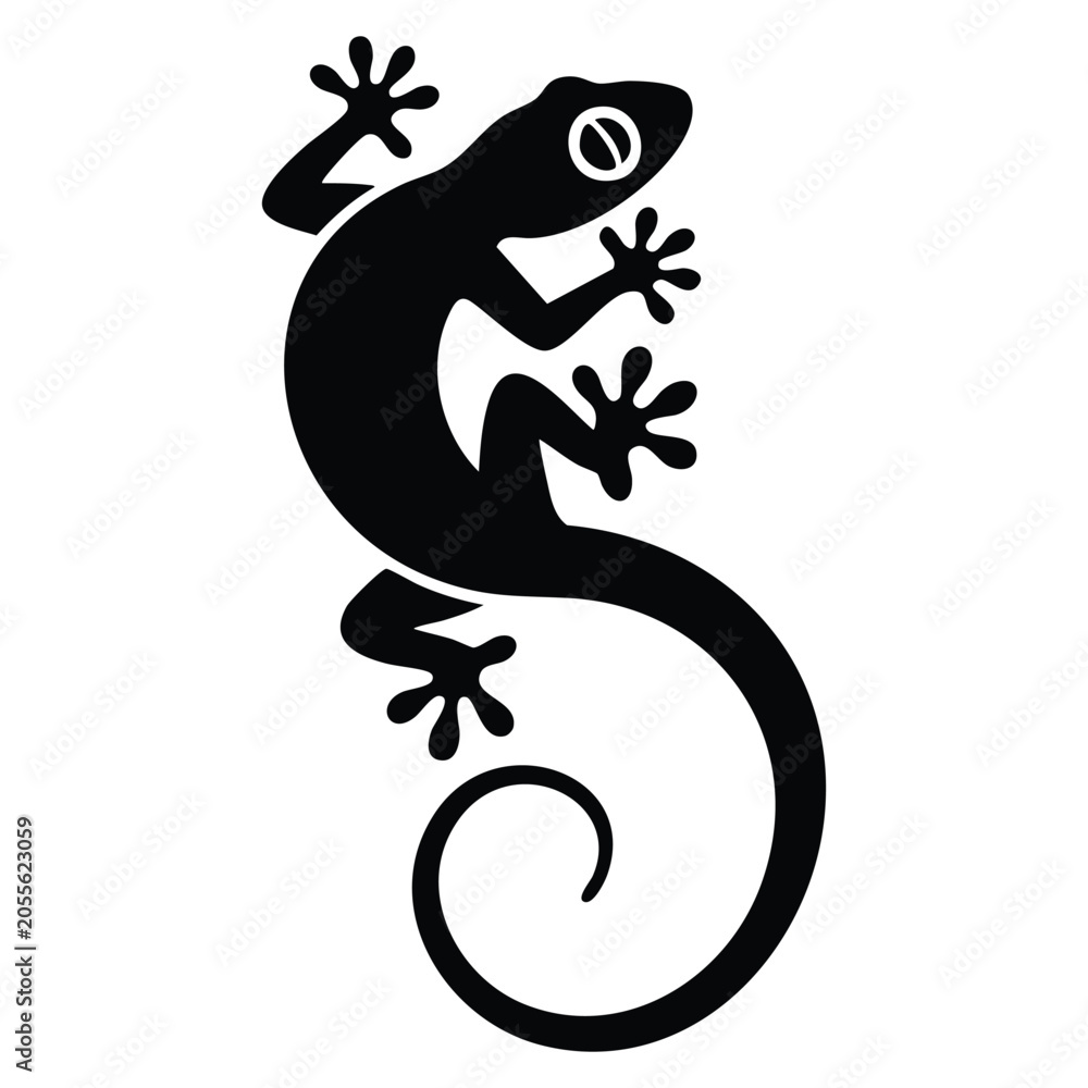 Naklejka premium Vector climbing gecko silhouette perfect for tattoo, icon, web graphic design, and infographic concepts inspired by reptile and wildlife art.