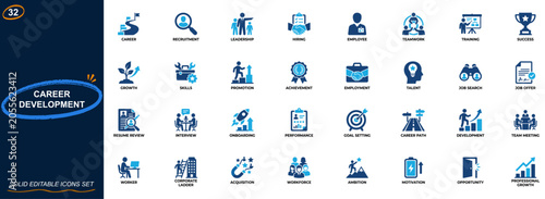 Fotografie Career development and recruitment icon set