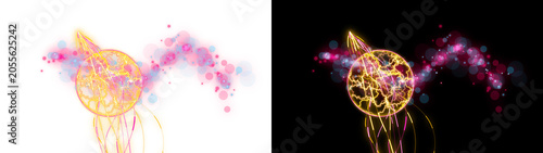 Canvas Print PNG image of Abstract dreamcatcher illustration, vibrant pink and purple waterco