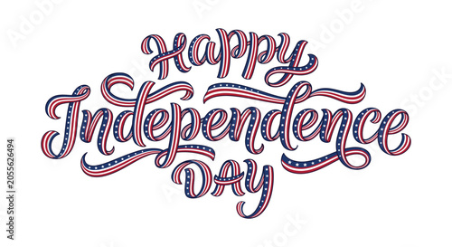 Fényképezés Independence day lettering with stars and stripes a patriotic vector illustratio