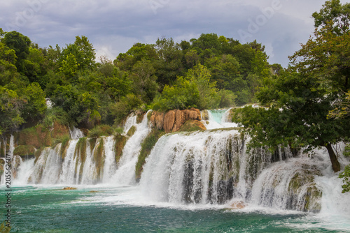 Konstfotografi View of powerful Skradinski Buk waterfall in Krka National Park, Croatia