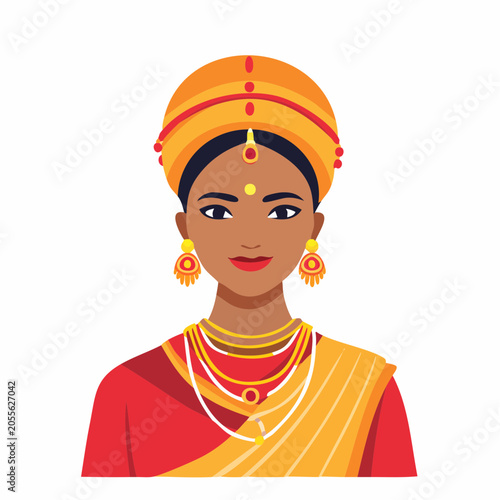Illustration of an Indian Woman in Traditional Attire