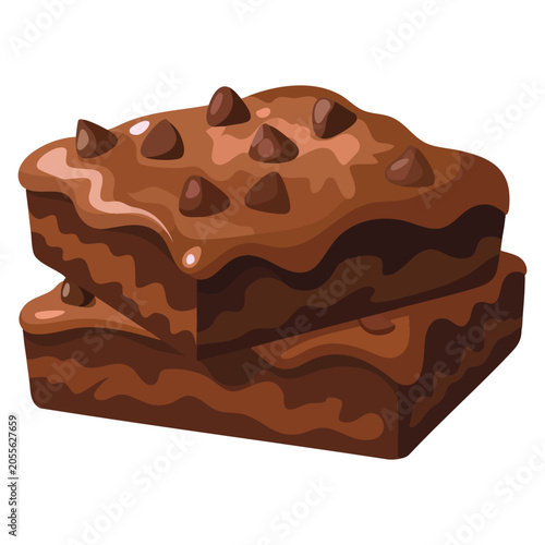 Sweet brownies illustration for dessert lovers and chocolate lovers. Vector artwork ideal for cafe branding, food stickers, and bakery themed designs.