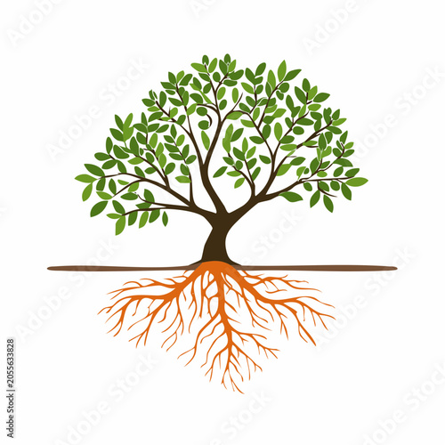Stylized Tree with Visible Roots