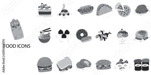 Food simple New concept 24 Grew Color icons set .Vector illustration.