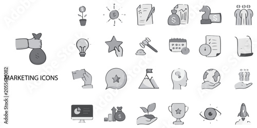Marketing simple New concept 24 Grew color icons set .Vector illustration.