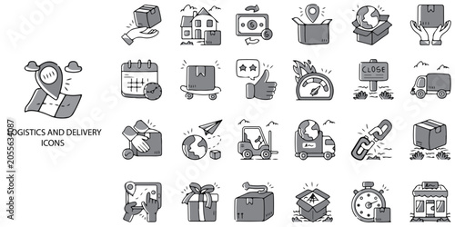 Logistics Delivery simple New concept 24 Grew color icons set .Vector illustration.