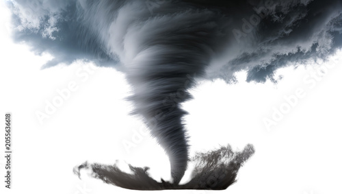 Fotografía Massive dark grey tornado funnel cloud with debris, isolated on transparent back