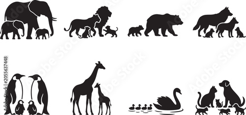 Valokuva Loving animal mothers nurturing their cute baby offspring