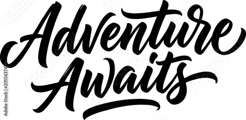 Adventure Awaits Hand Lettering Typography Quote for Travel and Outdoor Designs