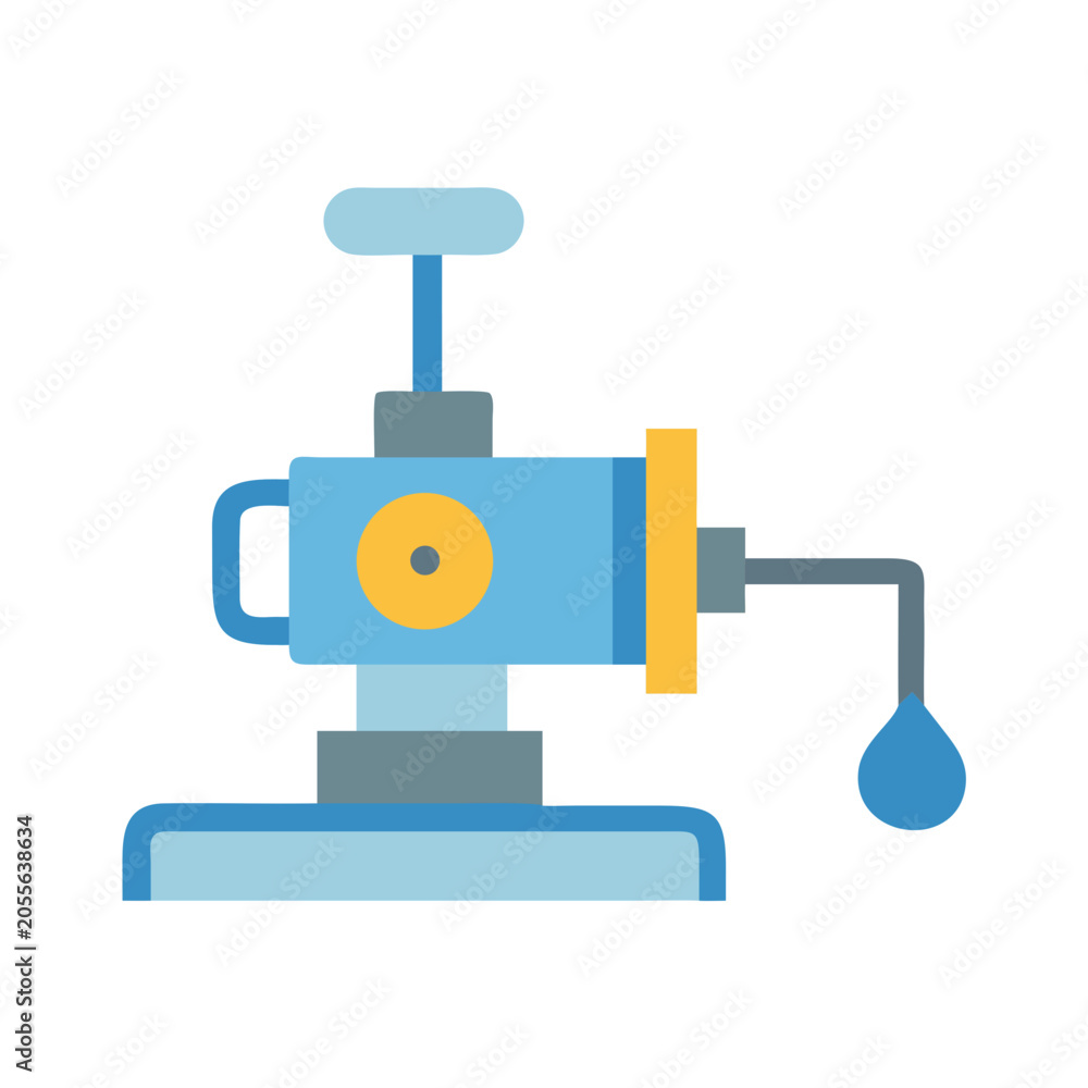 Fototapeta premium Flat design illustration of water pump with water drop on black background