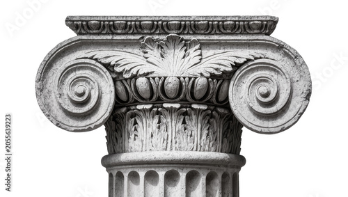 Картината върху платно Ornate Ionic column capital with volutes and acanthus leaves, isolated on transp