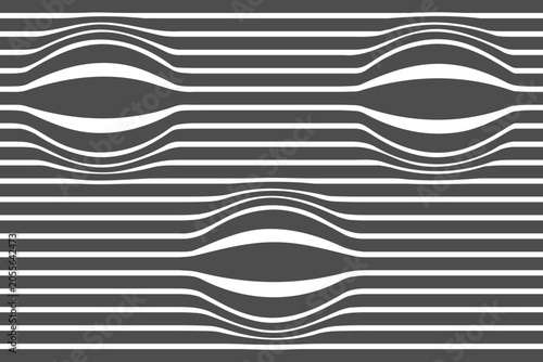Foto Optical illusion with grey stripes and three circular distortions