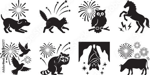 Photography Startled domestic and wild animals reacting to fireworks