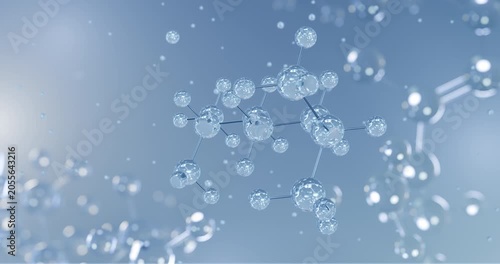 Octodrine rotating 3D model of stimulant drug, seamless looped video
