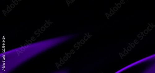 Purple light streaks on a black background, minimal abstract composition, soft glow, copy space