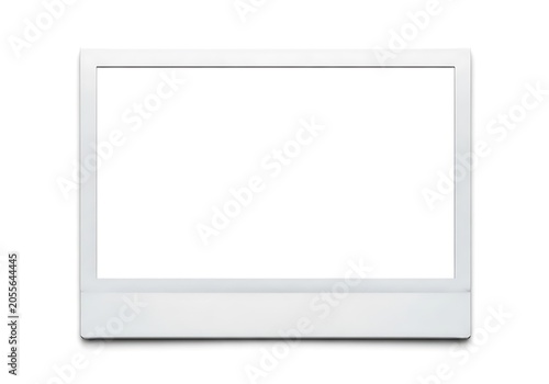 Blank Instant Photo Frame with White Copy Space on White Background