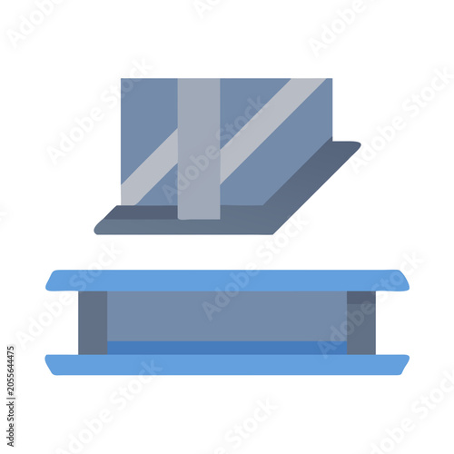 Schilderij op canvas Abstract flat vector illustration of two blue geometrical objects on black backg