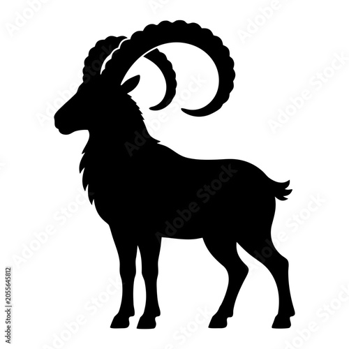 Black argali silhouette isolated on transparent background, perfect for aries zodiac designs, masculine branding logos, vinyl decals, and laser engraving	