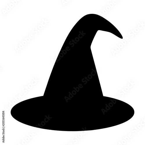 Black witch hat silhouette isolated on transparent background, perfect for halloween party decor, spooky season branding, vinyl decals, and laser engraving