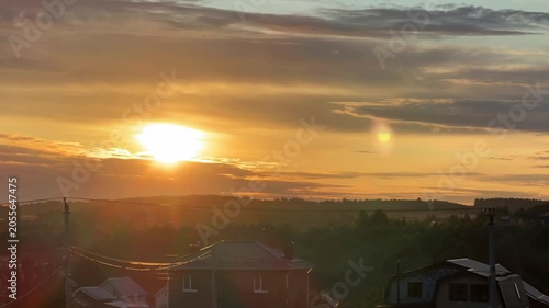 Sunset time lapse in a village