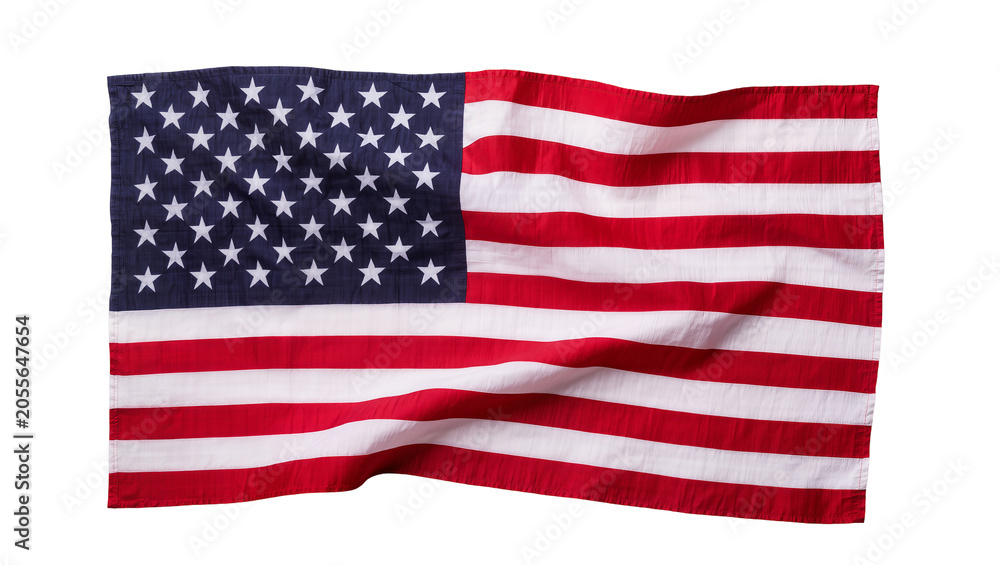 Obraz premium Waving American flag with stars and stripes, isolated on transparent background