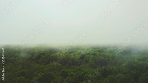 Aerial Drone Foggy Grey Valley Overcast Sky Atmospheric