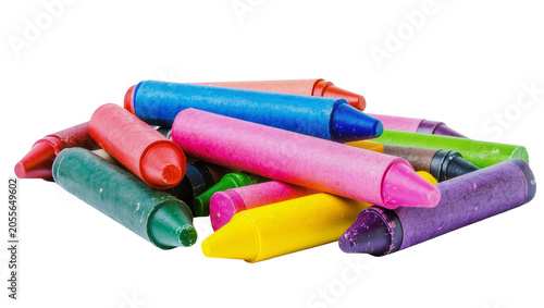Bild auf Leinwand Pile of colorful wax crayons, isolated on transparent background