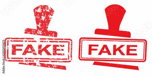 Tableau sur toile Grunge rubber stamps with the word fake red vector illustration