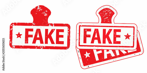 Fotografie Red Rubber Stamp Vectors With The Word Fake Distressed Texture