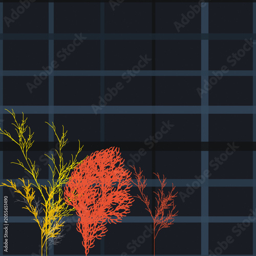 Fotografia Abstract Sustainable Technology Background with Mathematical Vines and Grid