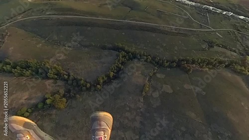Children flight on tandem paraglide